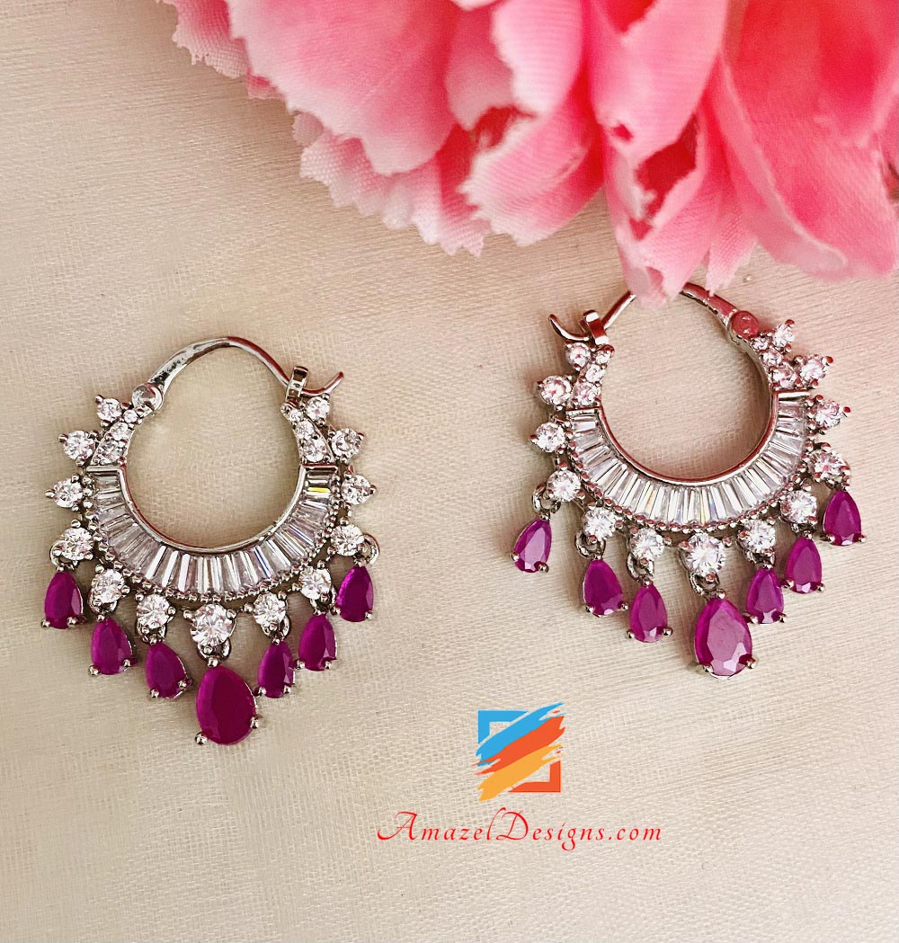 American Diamond AD Magenta (Hot Pink) Valiyan
