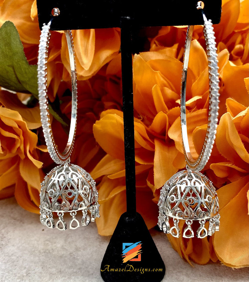 American Diamond (AD) Silber Leichter, übergroßer Valiyaan