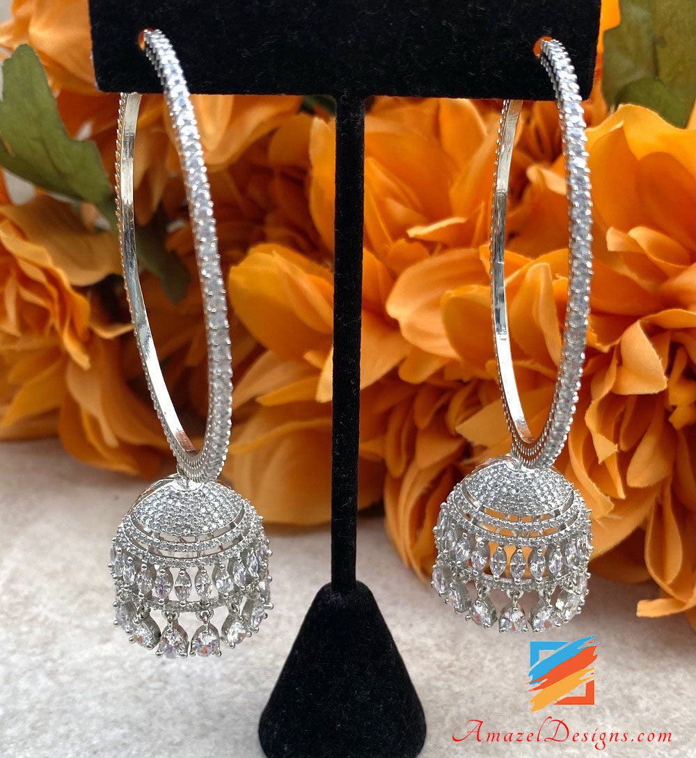 American Diamond (AD) Silber Leichter, übergroßer Valiyaan