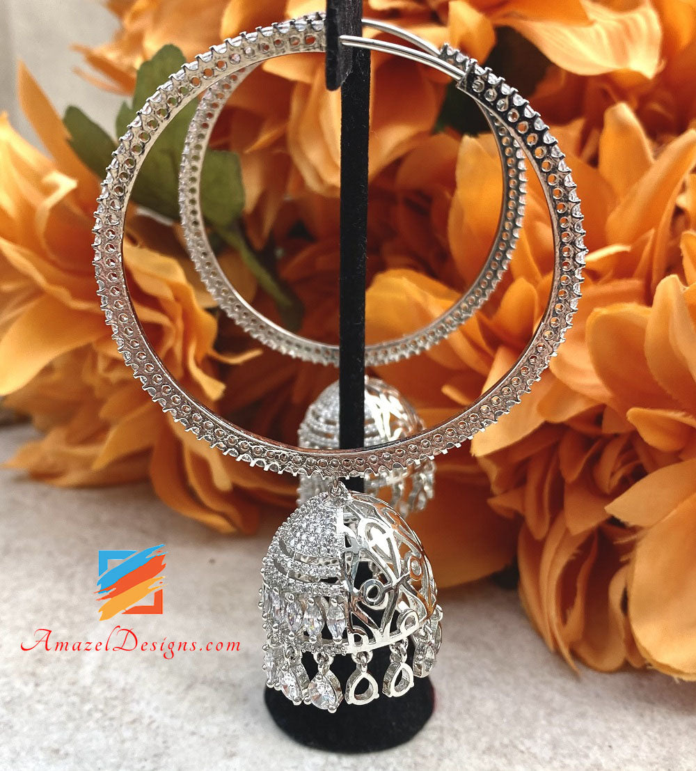 American Diamond (AD) Silber Leichter, übergroßer Valiyaan