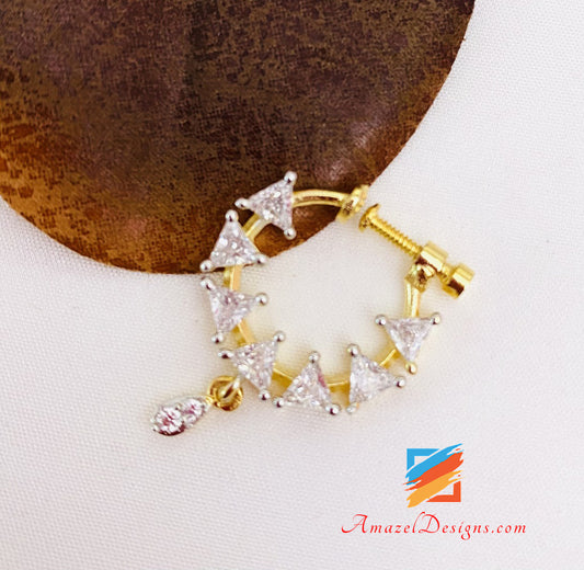 American Diamond AD Goldener, verschraubter, nicht durchbohrter Nasenring