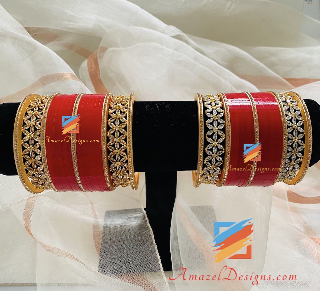 American Diamond AD Kadas Choora with Golden and Silver options