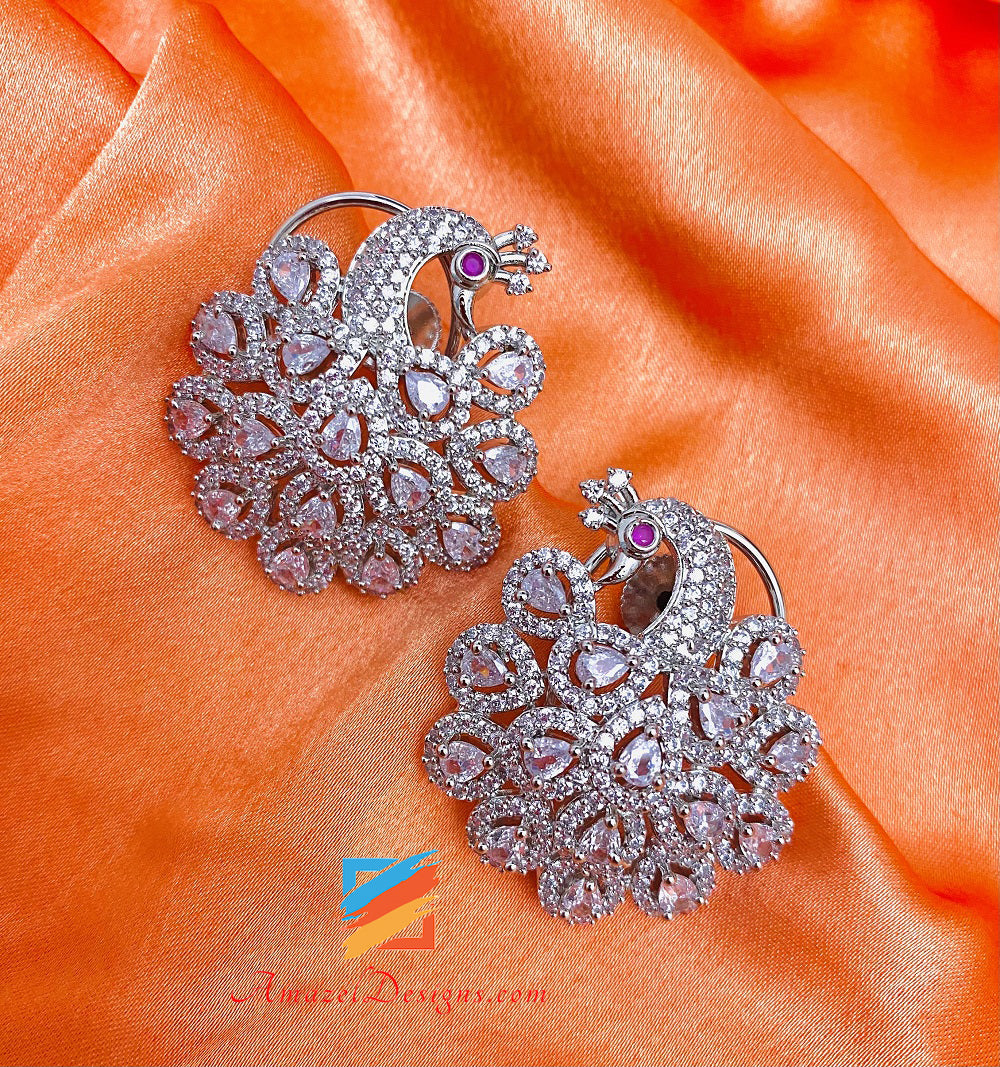 American Diamond AD Morni Silver Earrings