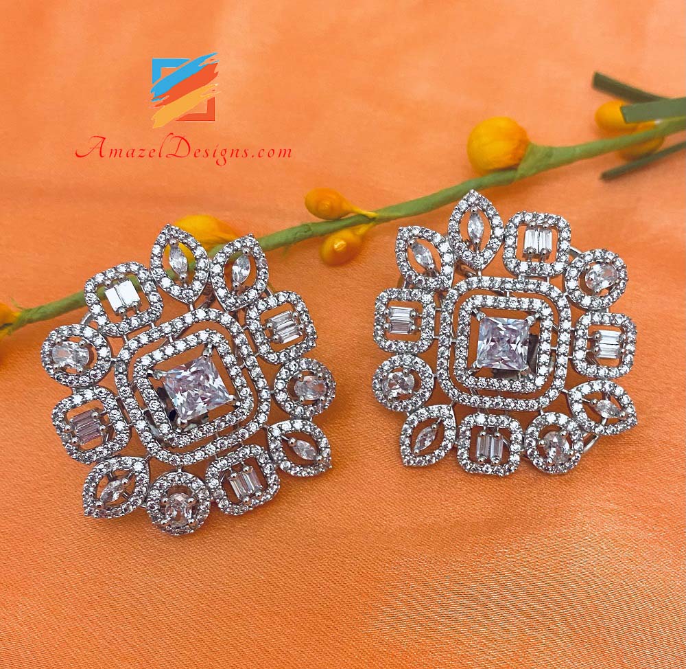 American Diamond (AD) Borchie in argento leggero
