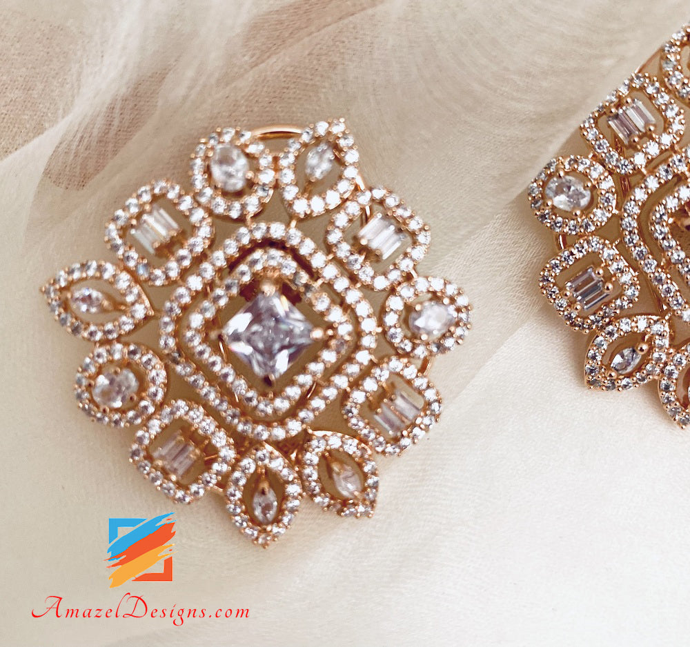 American Diamond (AD) Rose Gold Studs