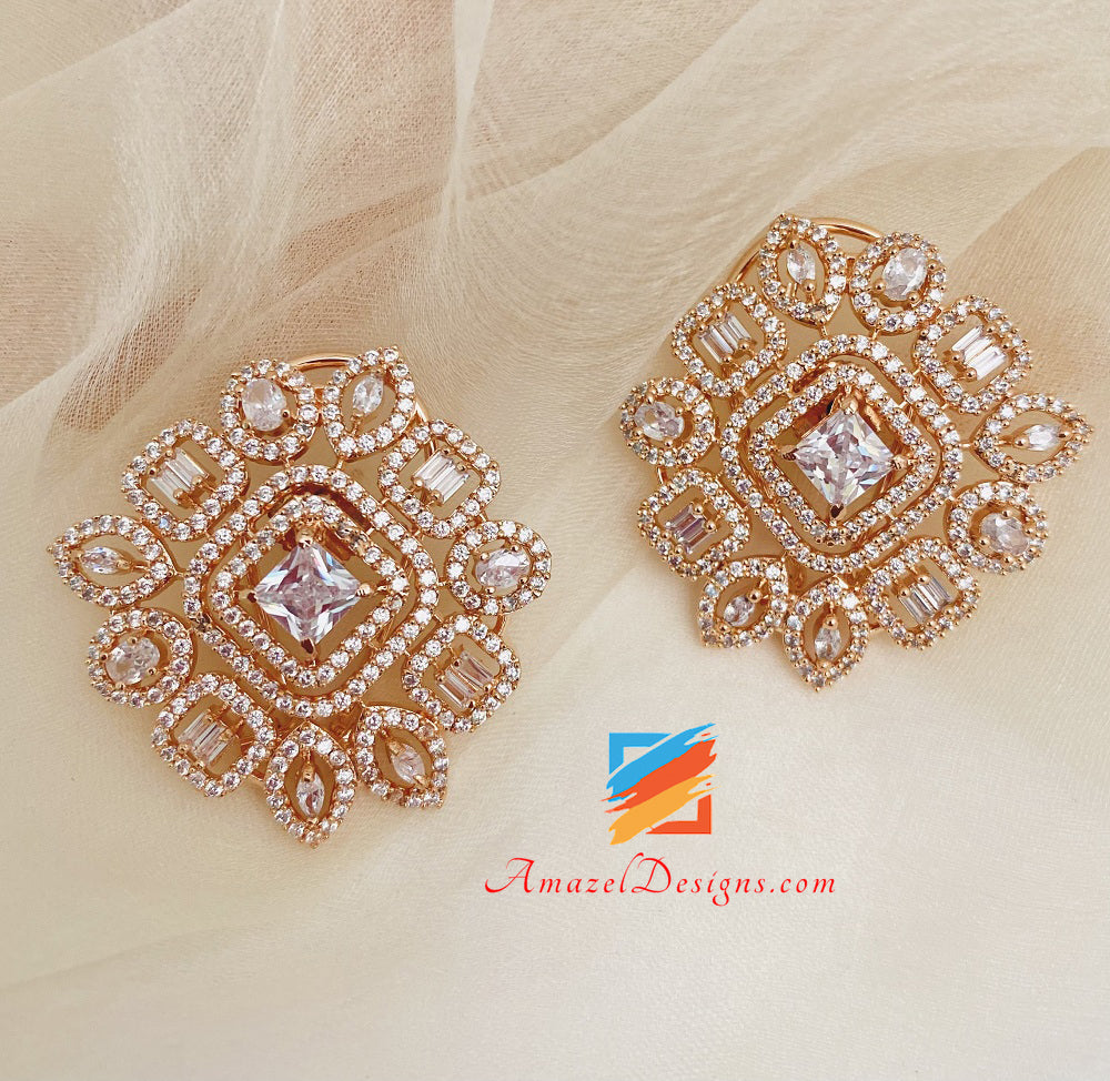 American Diamond (AD) Rose Gold Studs
