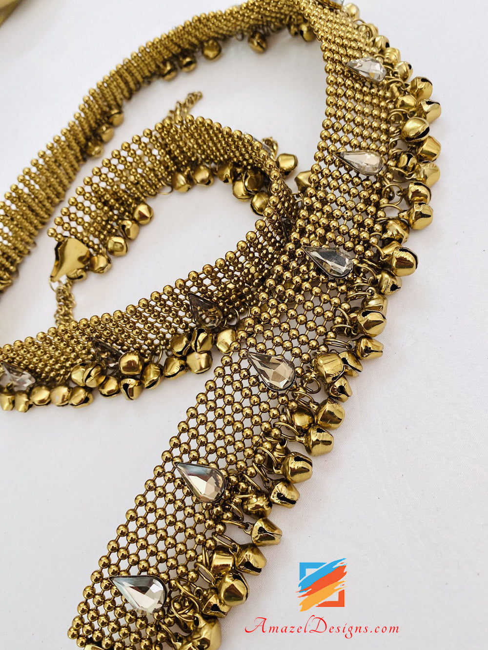 Antique Ghungroo Kundan Adjustable Waist Belt