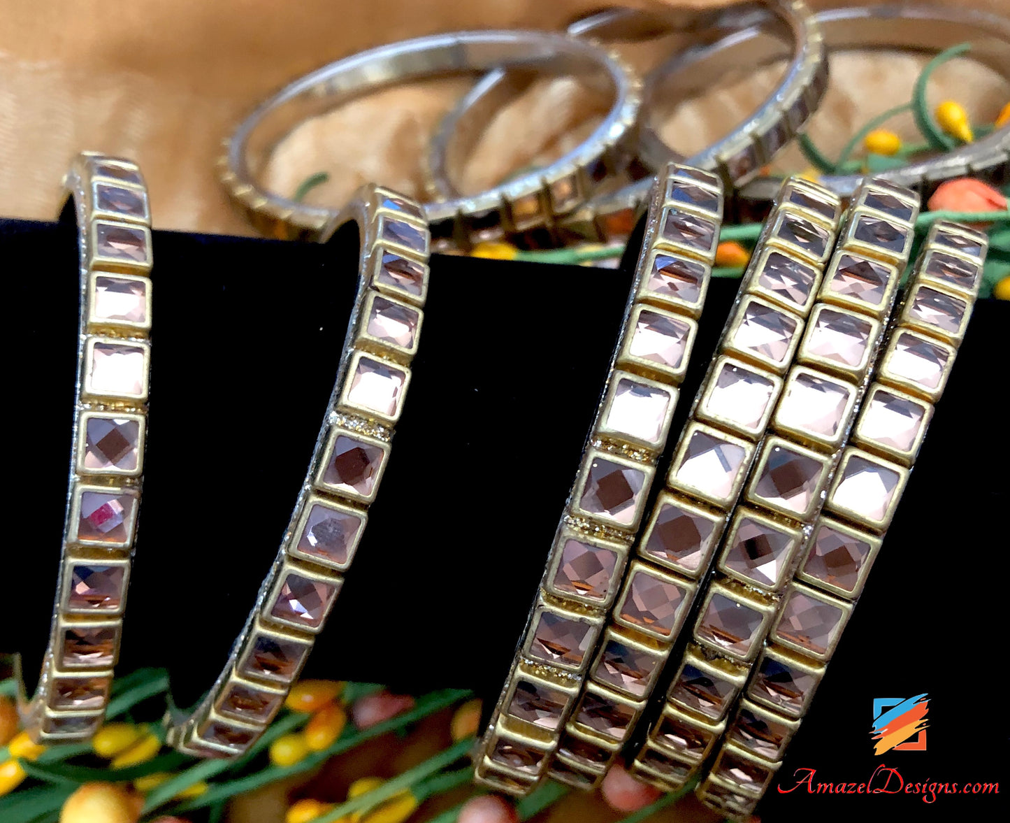 Kundan Bangles - Pair