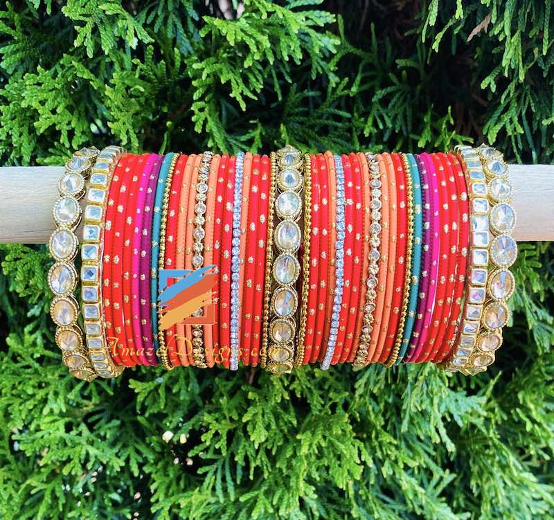 Multicoloured Kundan Bangle Set
