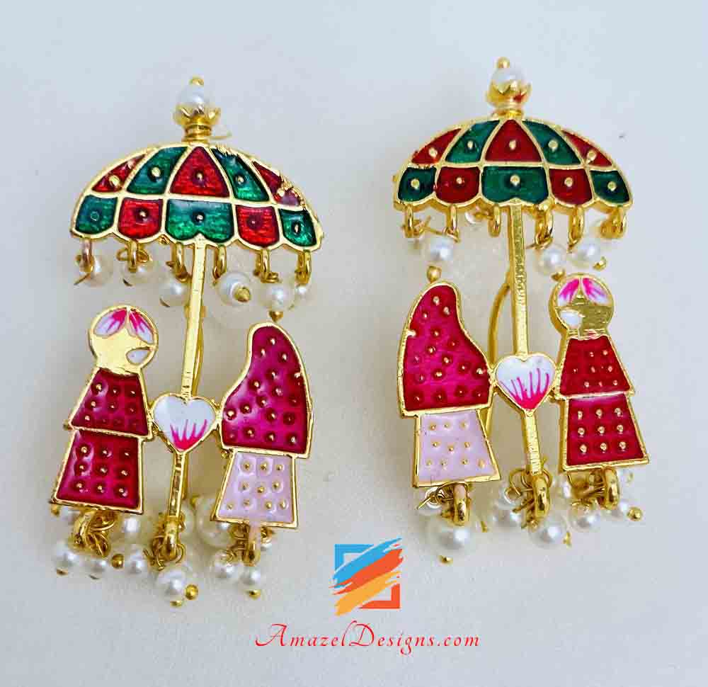 Baraat/Doli Collana con orecchini colorati O Payal O Opzioni combinate