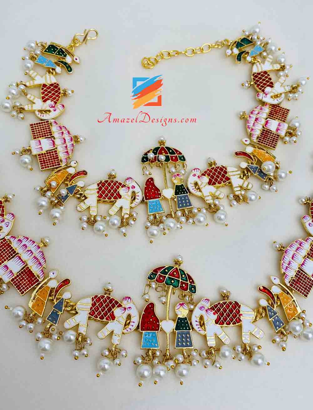 Baraat/Doli Collana con orecchini colorati O Payal O Opzioni combinate