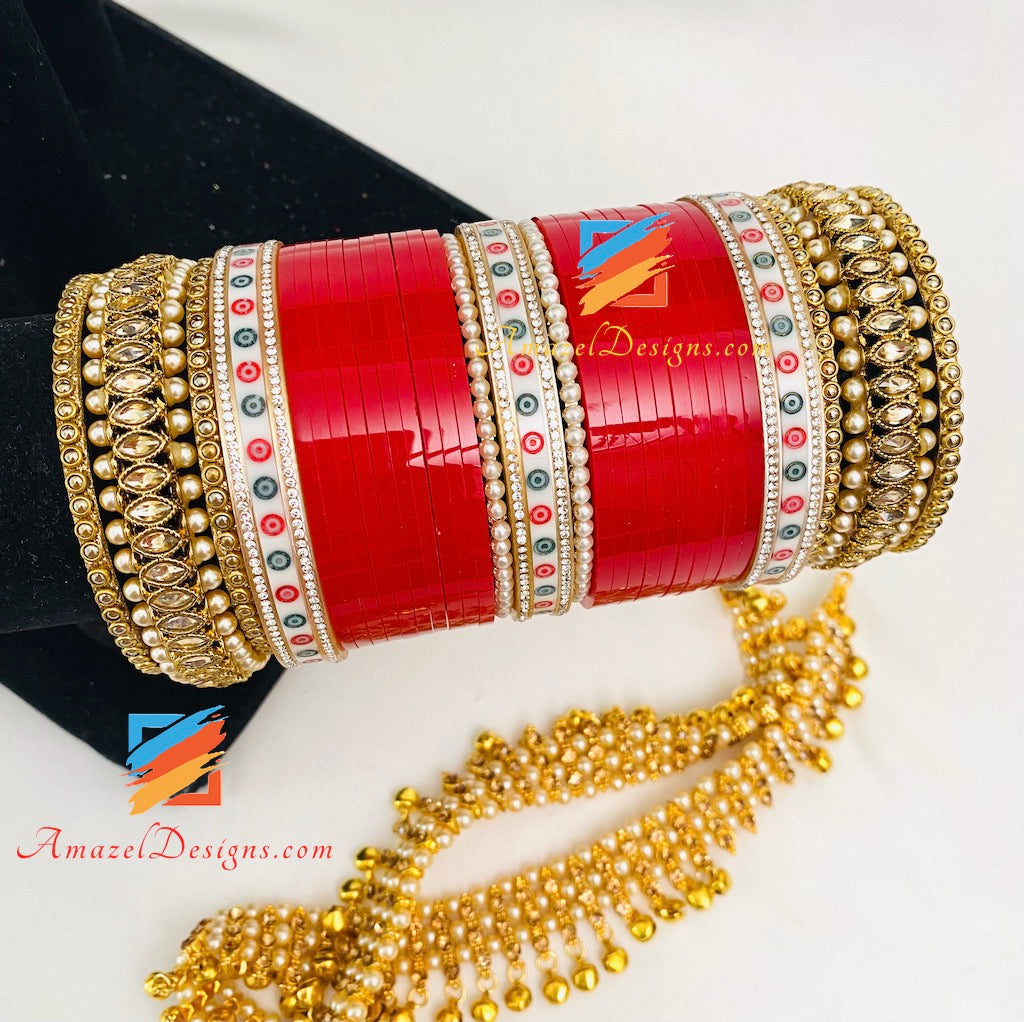 Bindi Moti Polki Pearl Kada Chooda