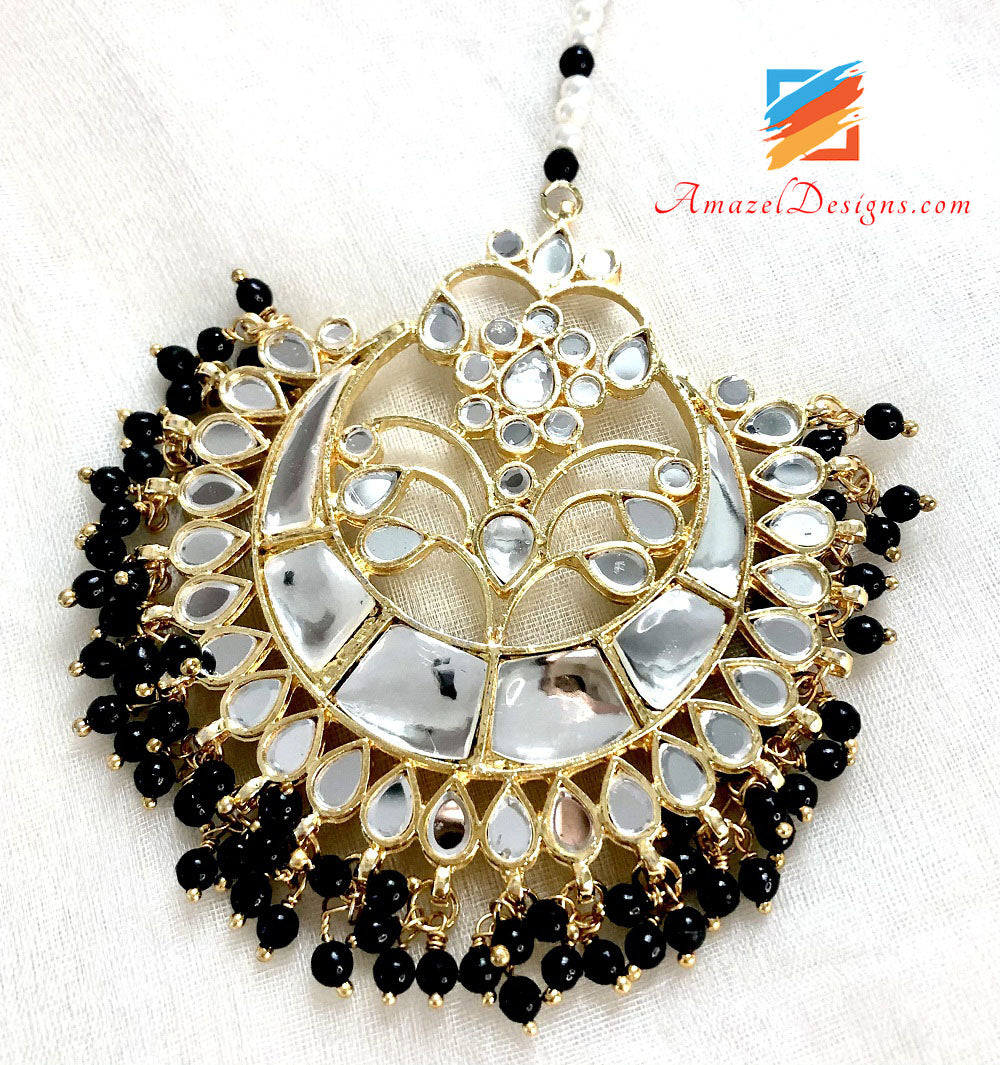 Multiple Colours - Pearls Sheesha Tikka And Studs Set