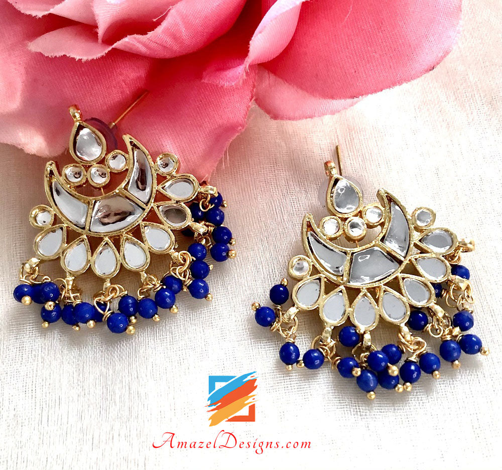 Multiple Colours - Pearls Sheesha Tikka And Studs Set