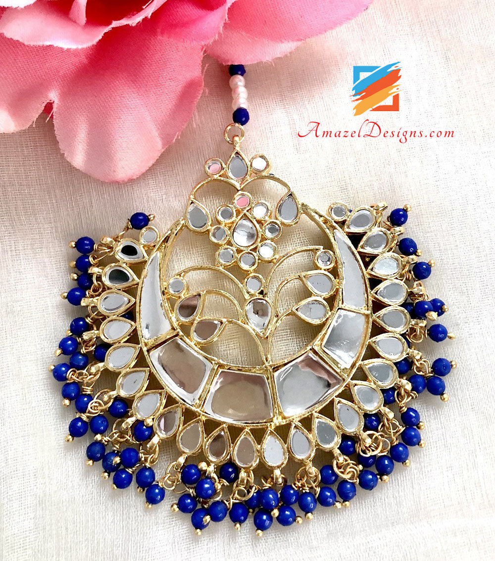 Multiple Colours - Pearls Sheesha Tikka And Studs Set