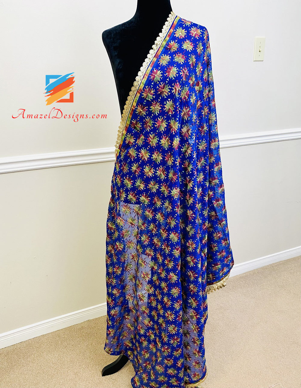 Blauer Sippi Sitara Phulkari mit Gotta