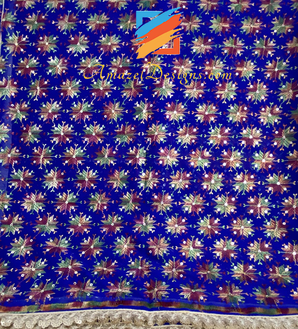 Blauer Sippi Sitara Phulkari mit Gotta