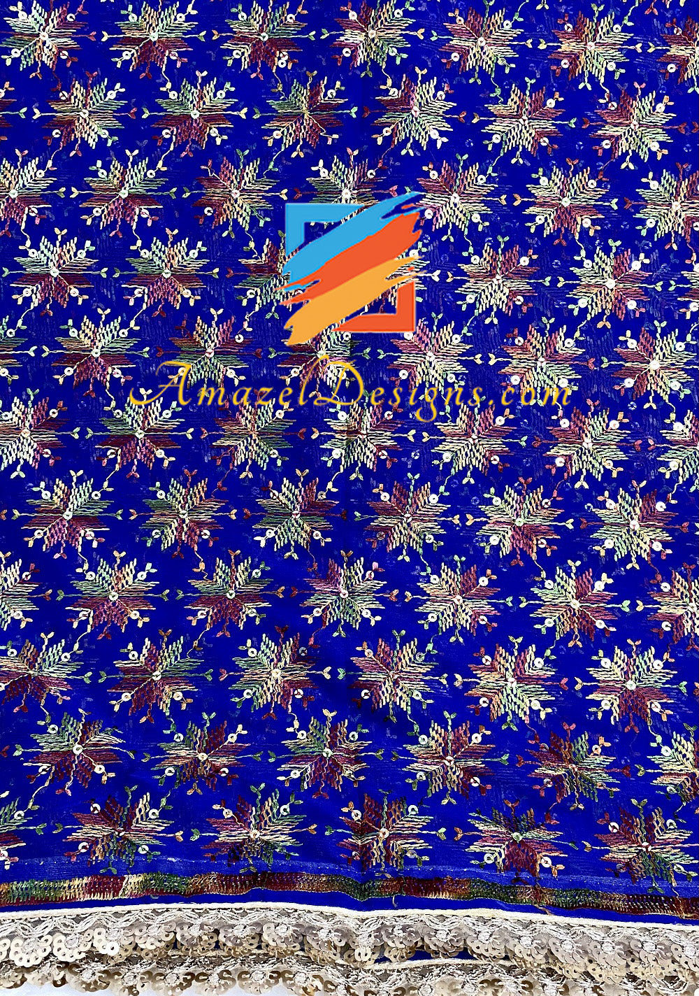 Blauer Sippi Sitara Phulkari mit Gotta