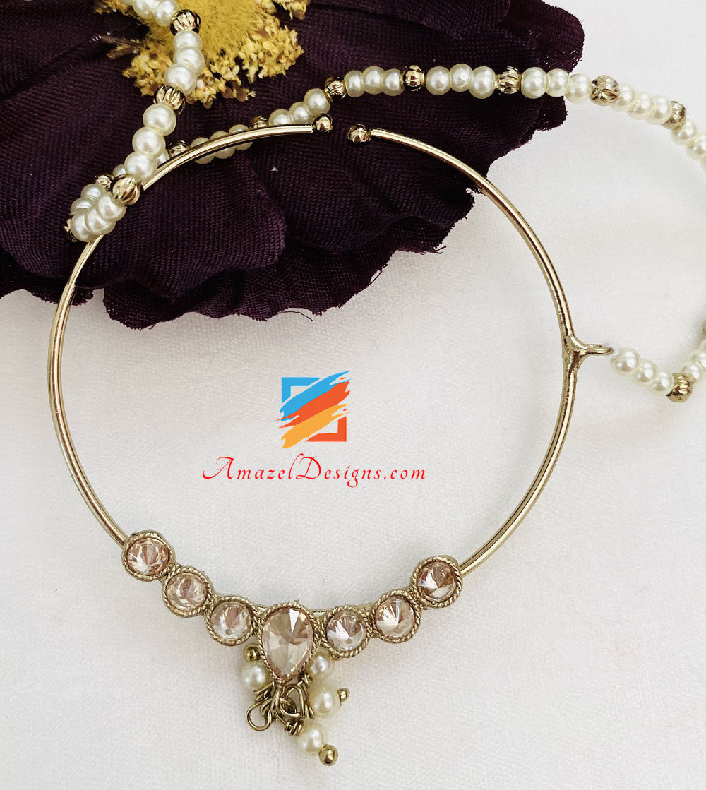 Collana Polki da sposa con orecchini girocollo Set Tikka Jhoomer e Nath