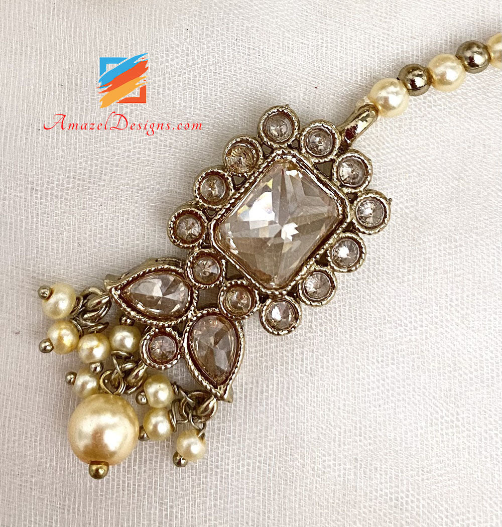 Orecchini girocollo Polki champagne Set Tikka