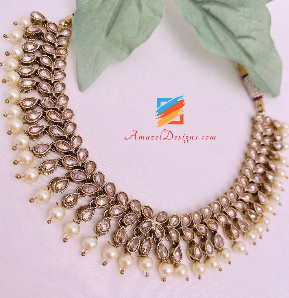 Collana Girocollo Polki Champagne