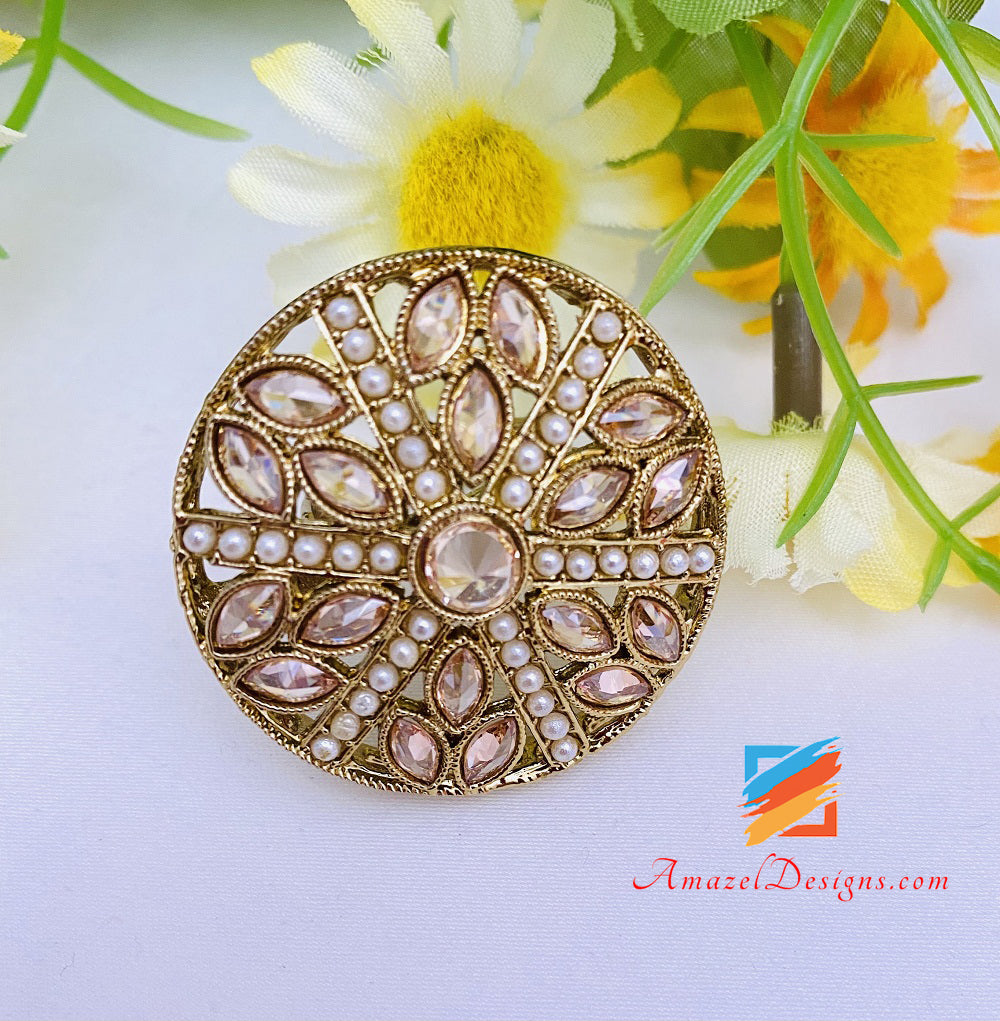Champagne Polki Medium Adjustable Ring