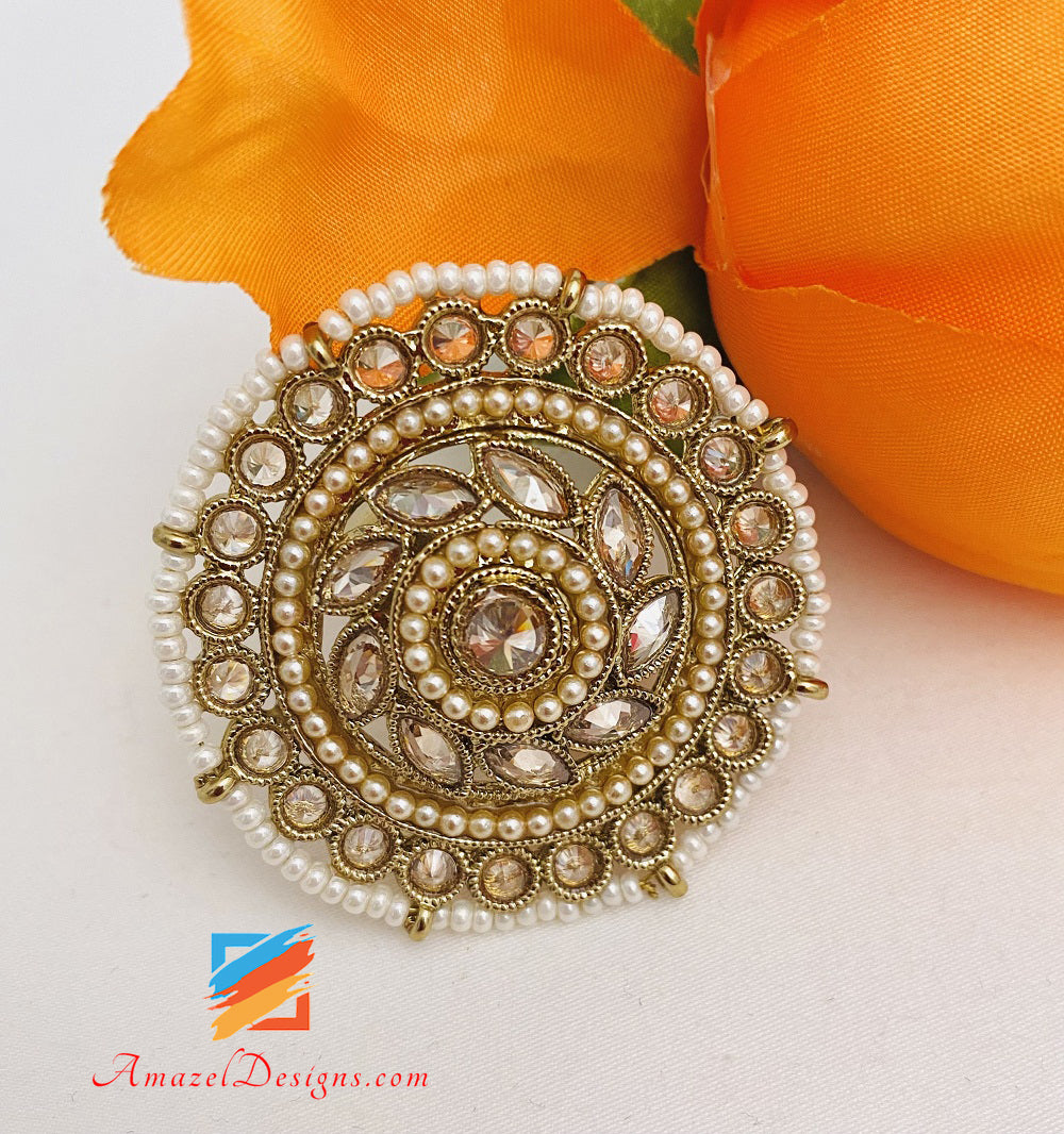 Mittelgroßer verstellbarer Champagner-Polki-Ring