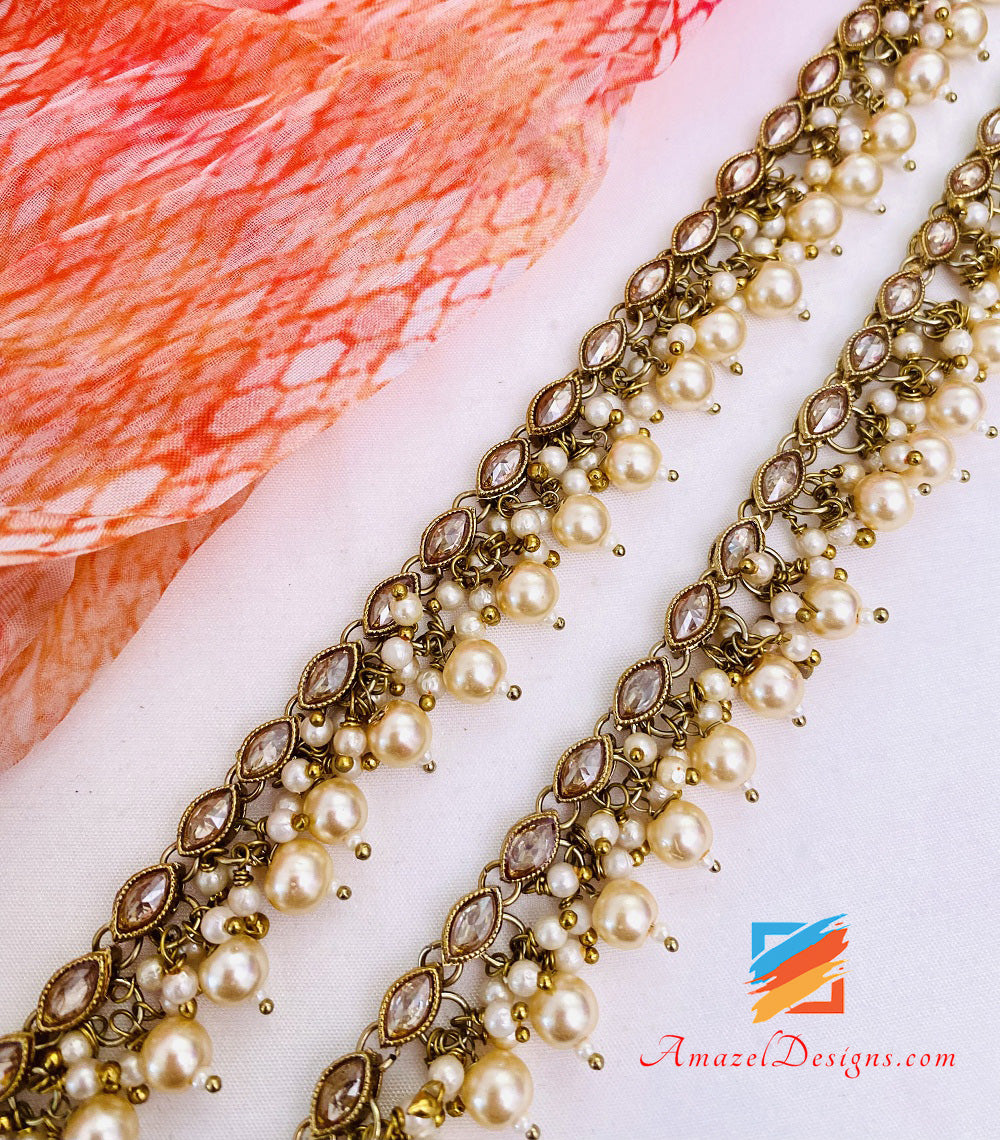 Champagne Polki Pearls Payal