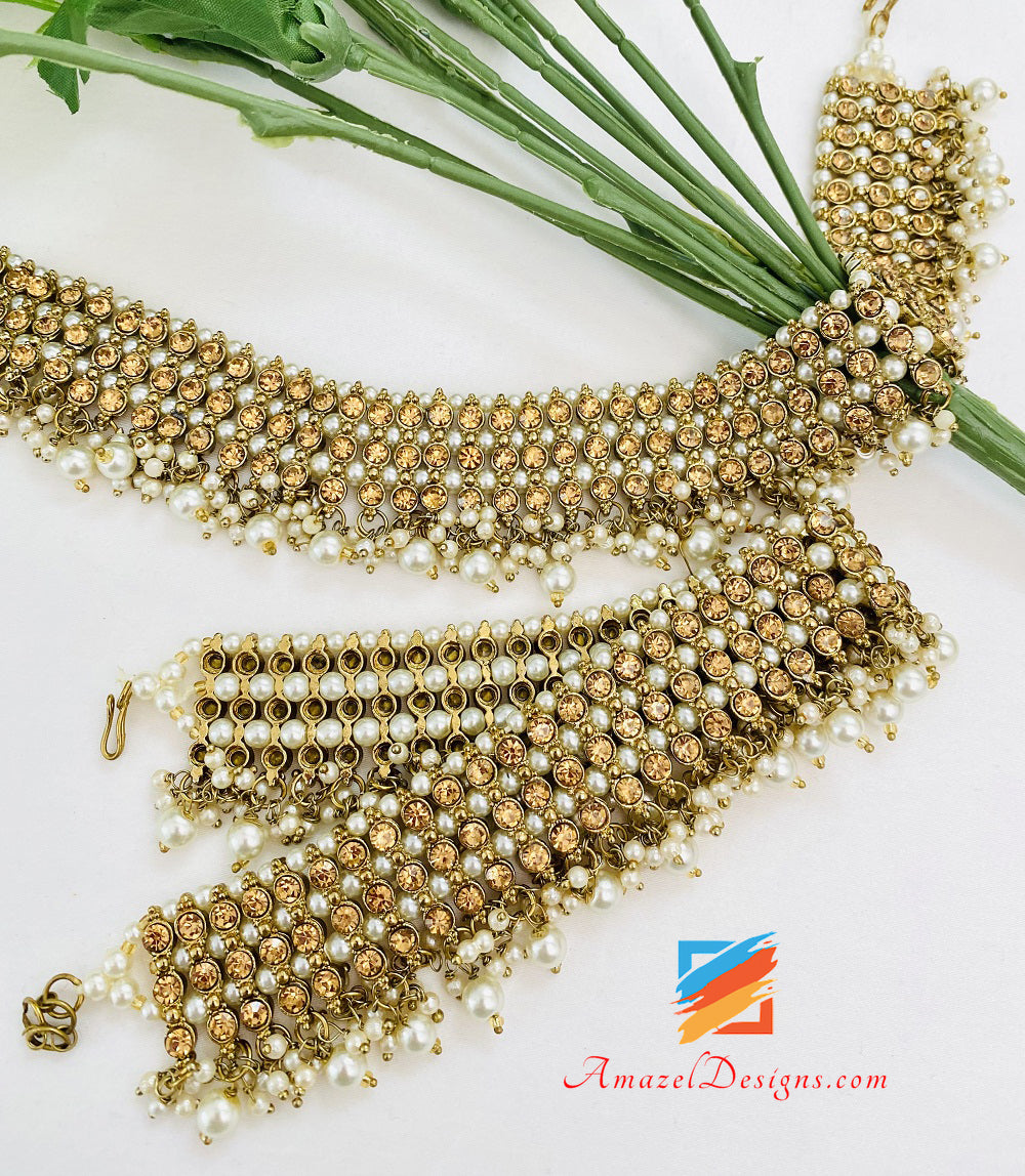 Champagne Pietre Mehndi Pearl Jhanjar