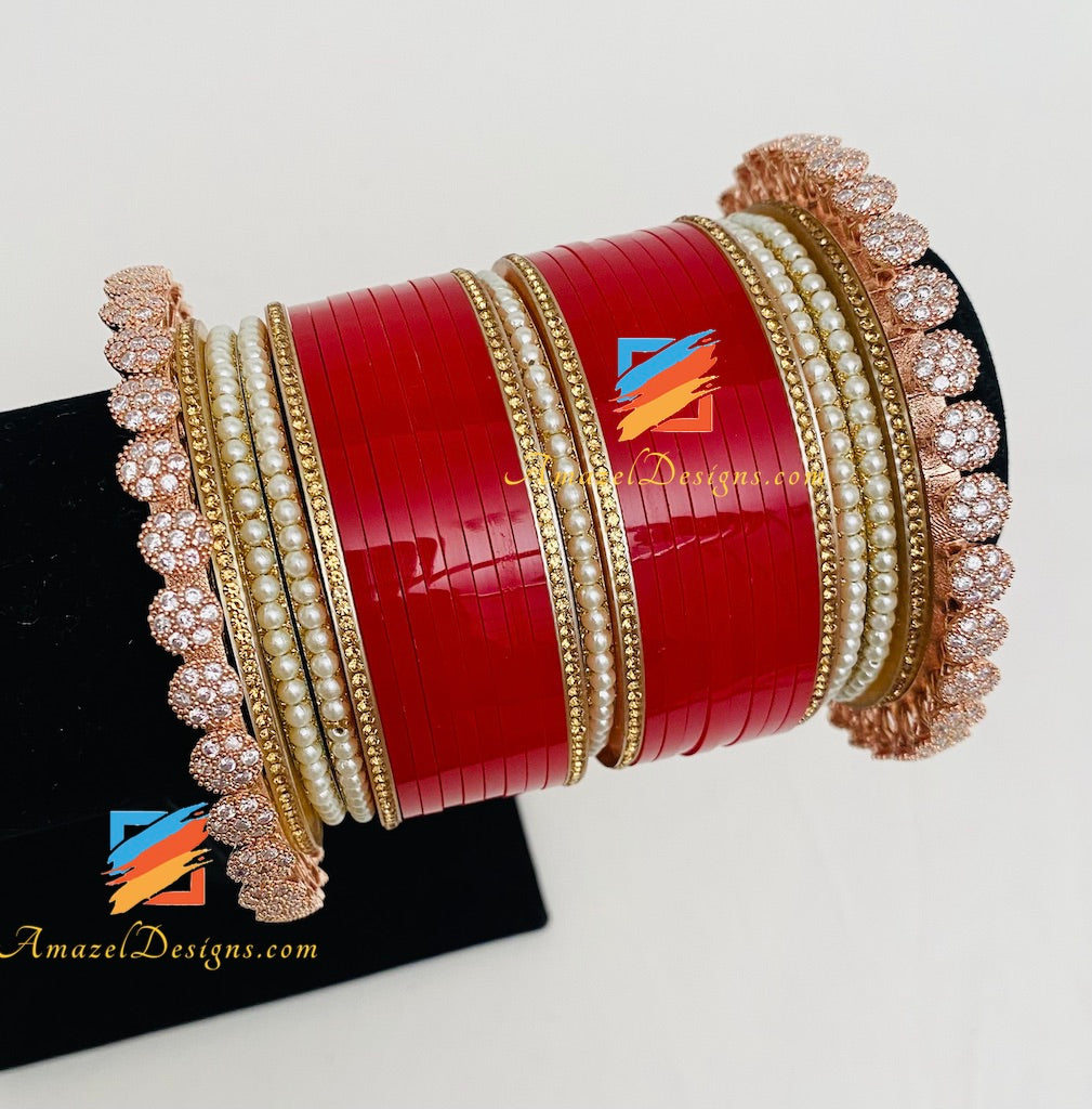 Gold/Roségold Chooda Hochwertiger amerikanischer Diamant-Kadas mit CZ (Zirkonia).