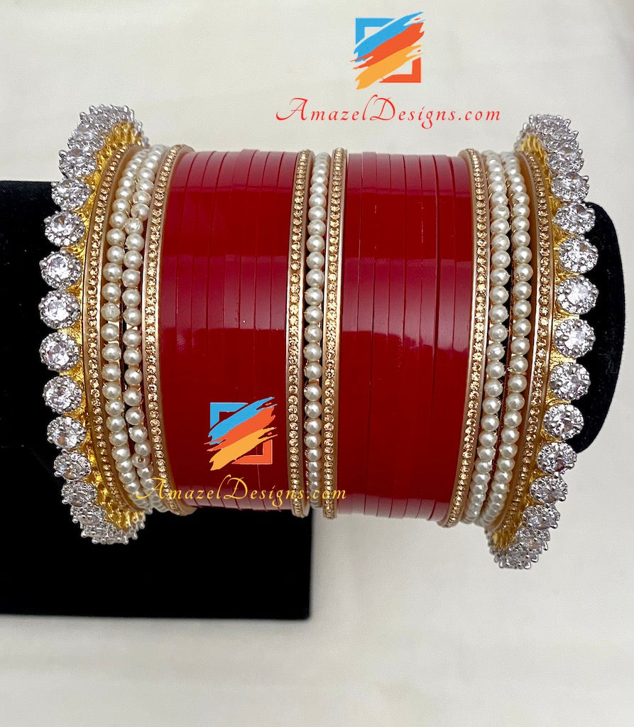 Gold/Roségold Chooda Hochwertiger amerikanischer Diamant-Kadas mit CZ (Zirkonia).