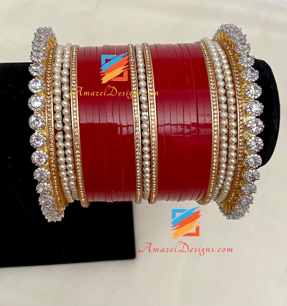 Gold/Roségold Chooda Hochwertiger amerikanischer Diamant-Kadas mit CZ (Zirkonia).