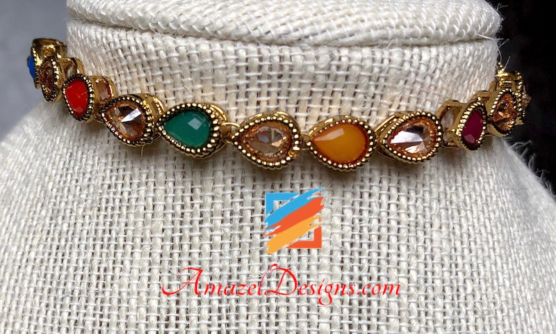 Collana/girocollo a una linea girocollo multi polki