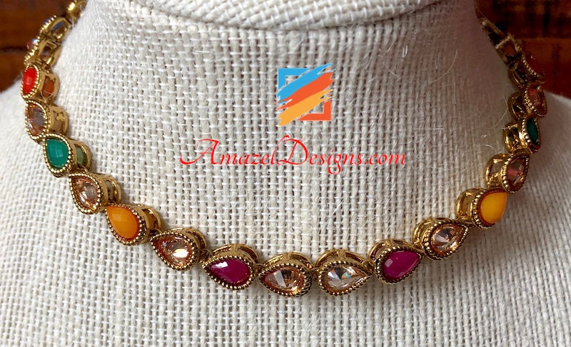 Collana/girocollo a una linea girocollo multi polki