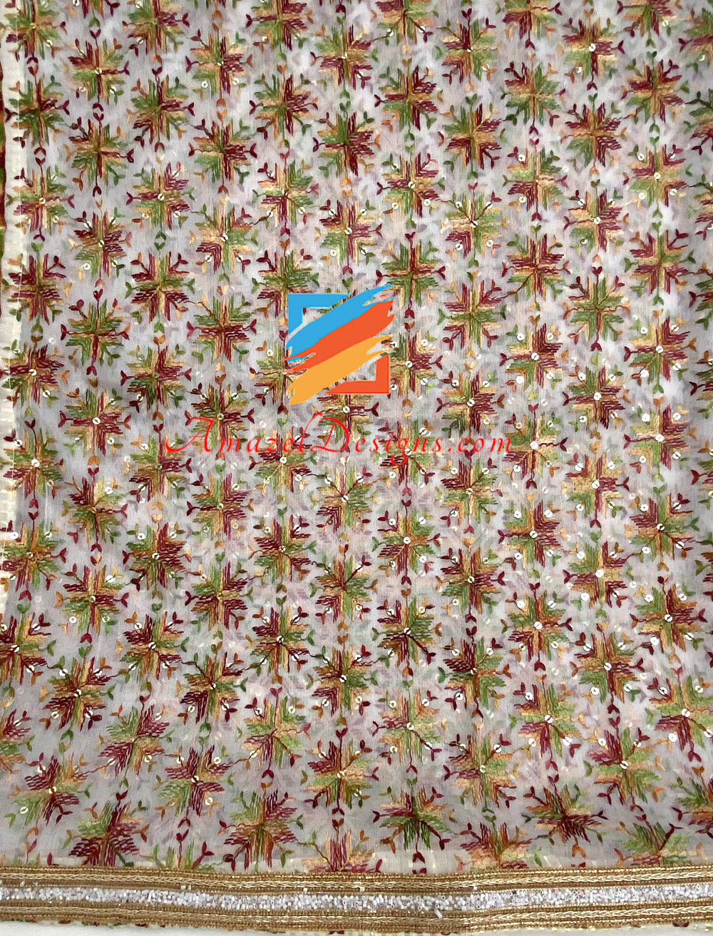 Crema Fulkari All Over Sippi Sitara Work