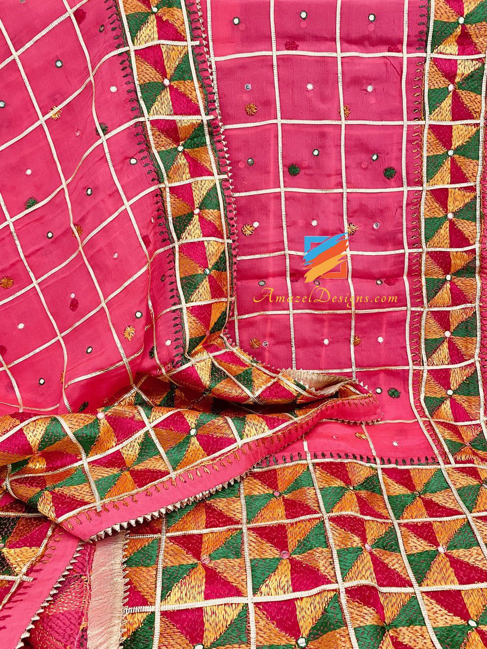 Dark Gaajari Mirror e Ari Work Phulkari