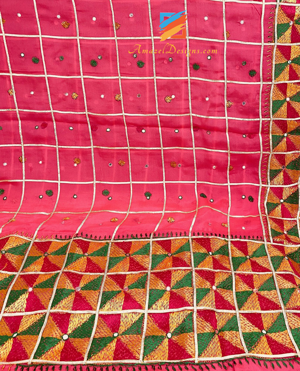 Dark Gaajari Mirror e Ari Work Phulkari