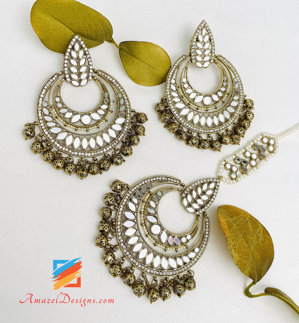 Set Tikka con orecchini oversize a specchio in oro opaco