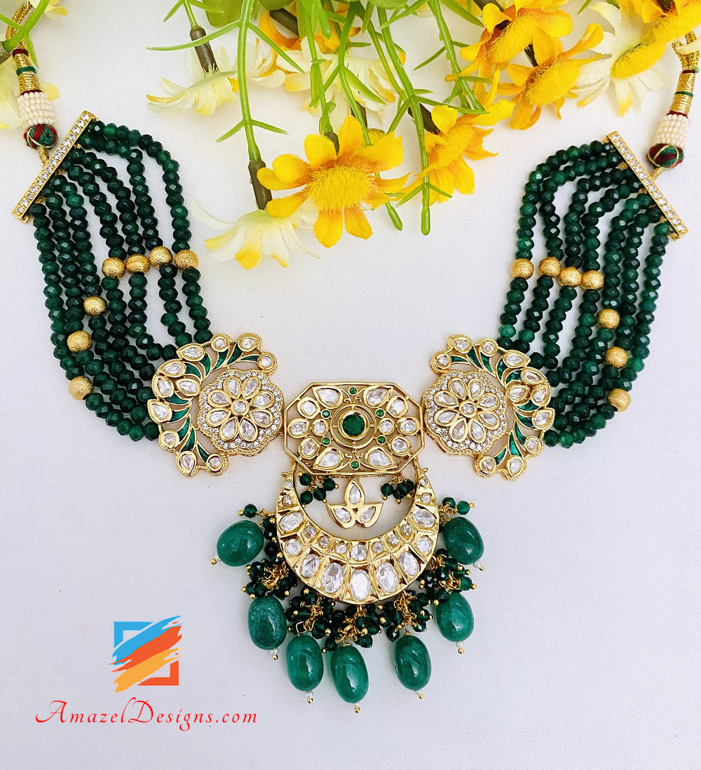 Set di borchie per collana girocollo verde smeraldo Set di alta qualità