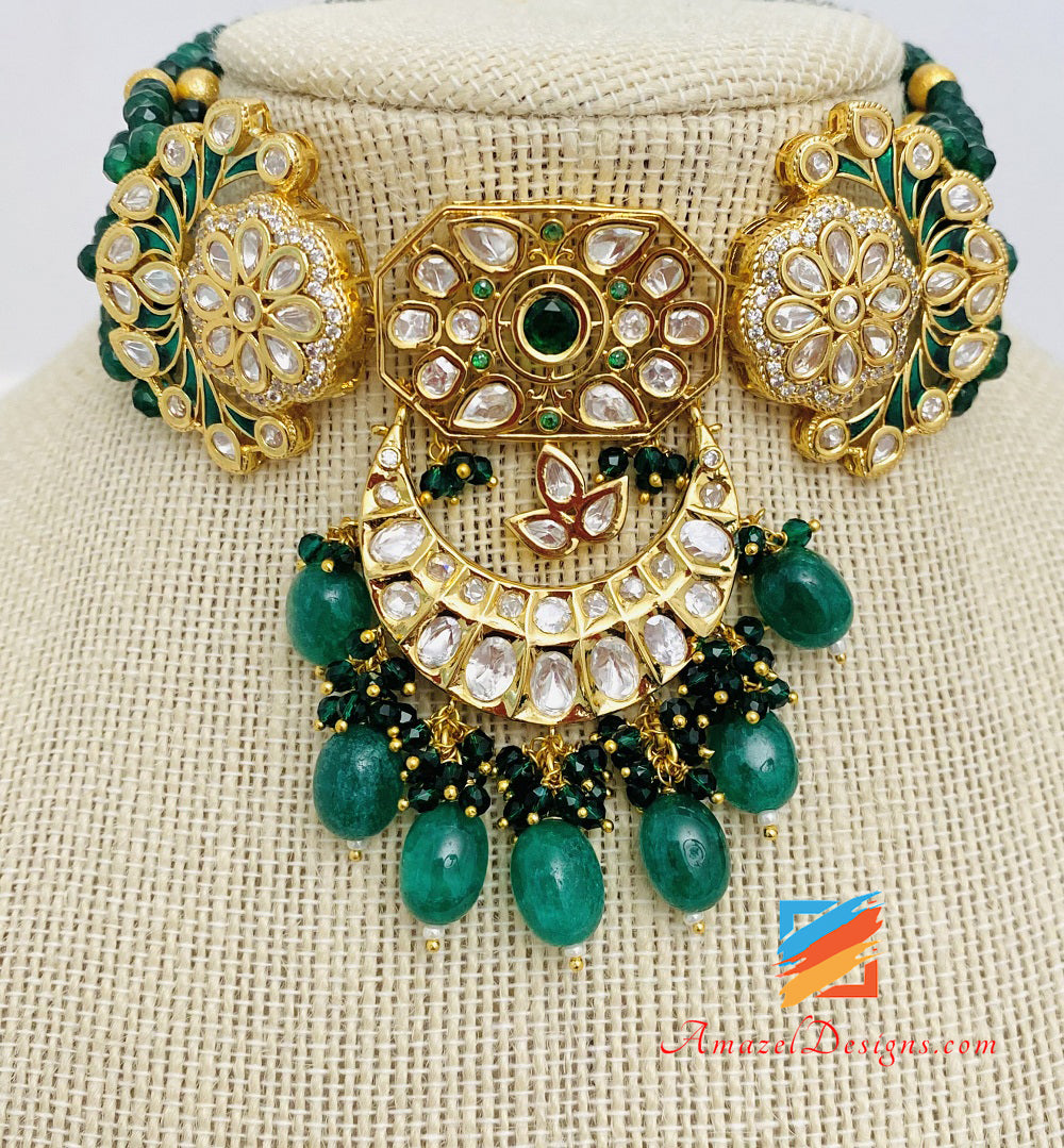 Set di borchie per collana girocollo verde smeraldo Set di alta qualità