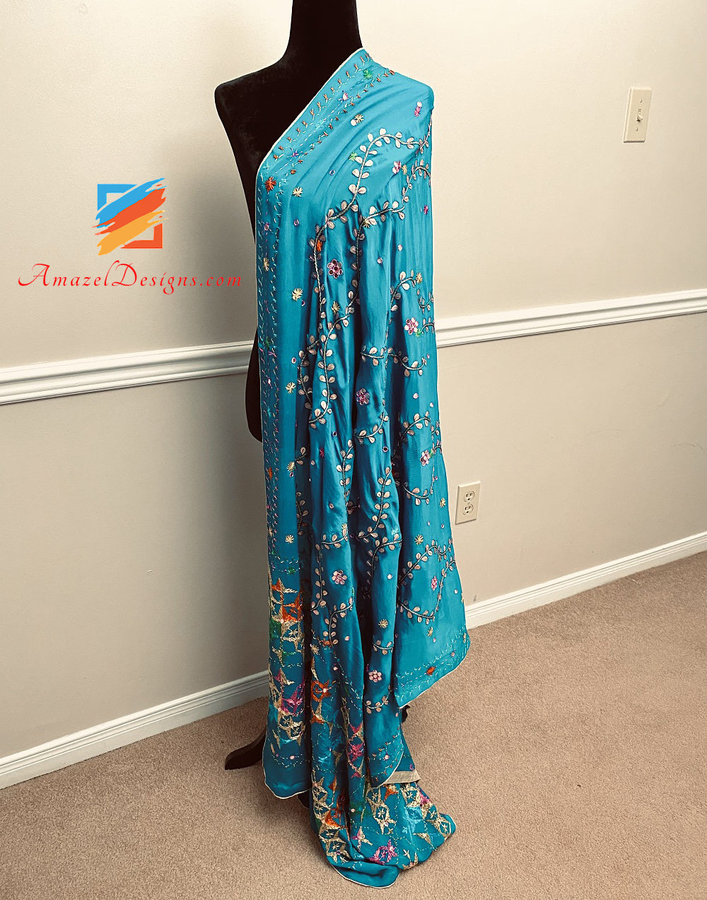 Feerozi Blu Gotta Patti Specchi Phulkari