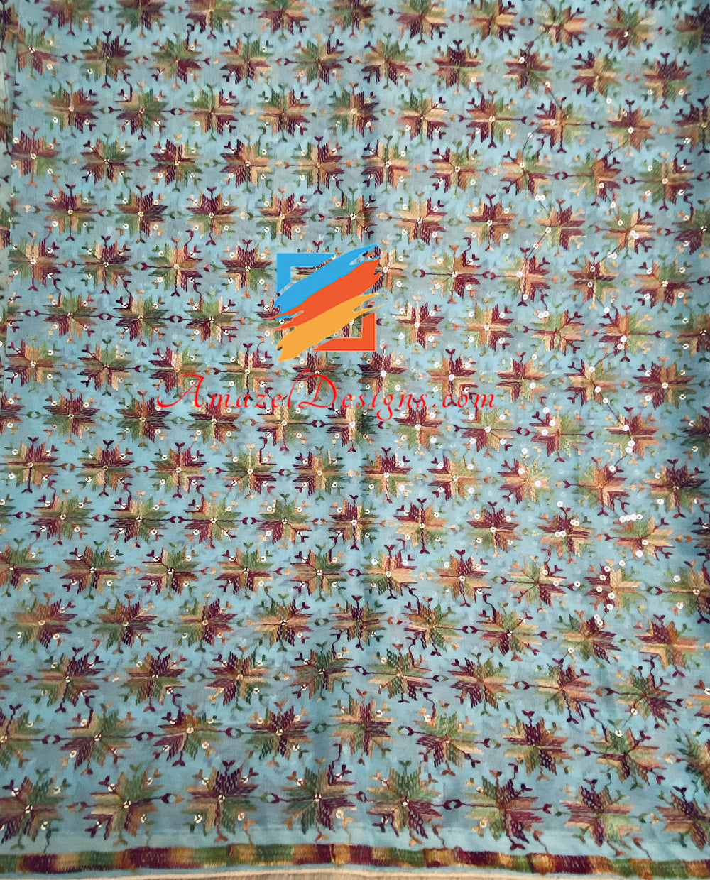 Feerozi Sippi Work Phulkari