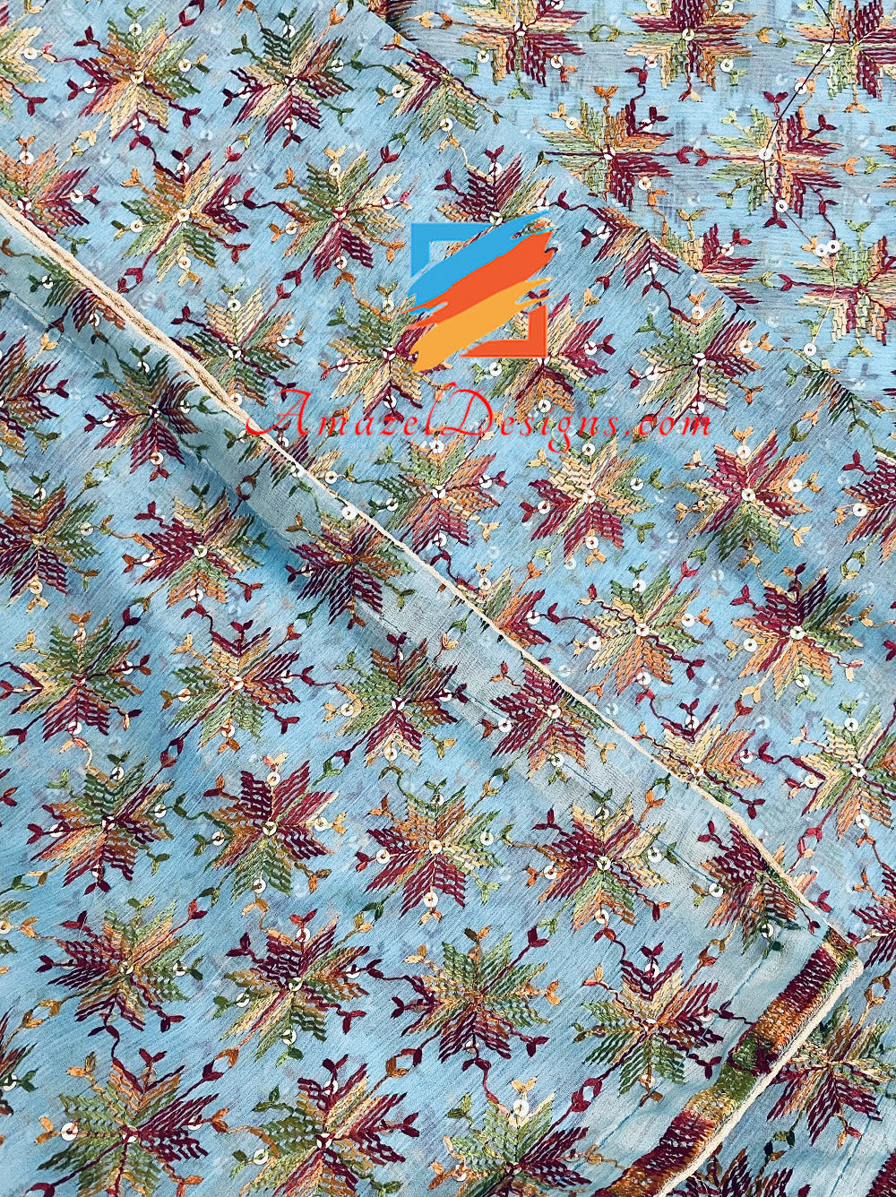 Feerozi Sippi Work Phulkari