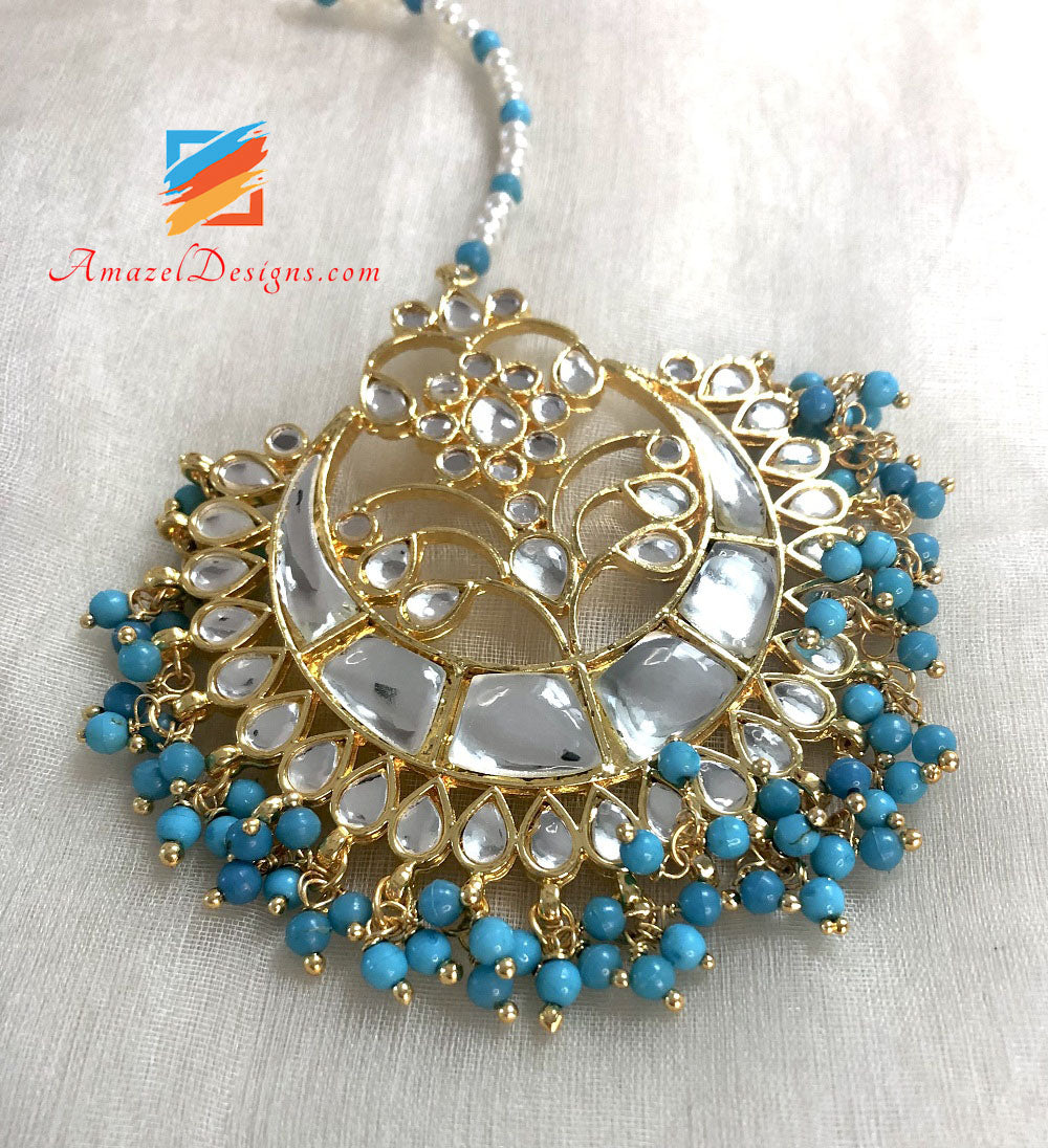 Multiple Colours - Pearls Sheesha Tikka And Studs Set