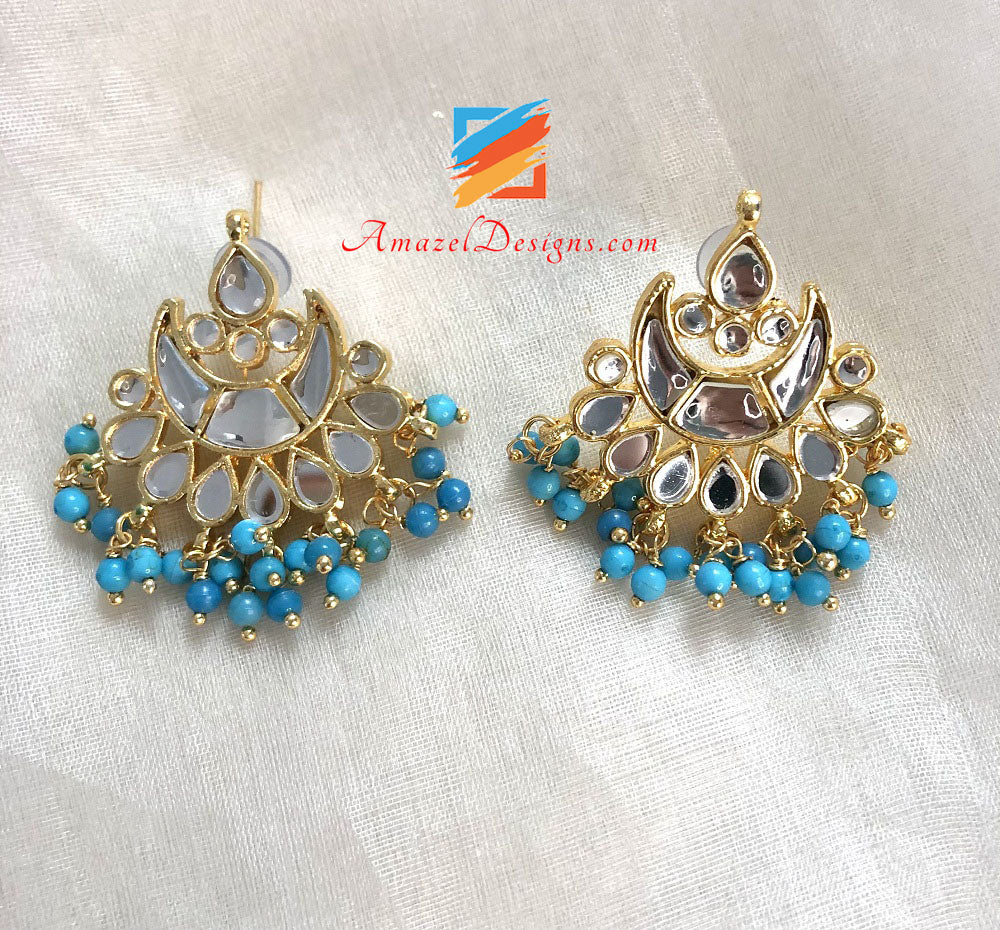 Multiple Colours - Pearls Sheesha Tikka And Studs Set