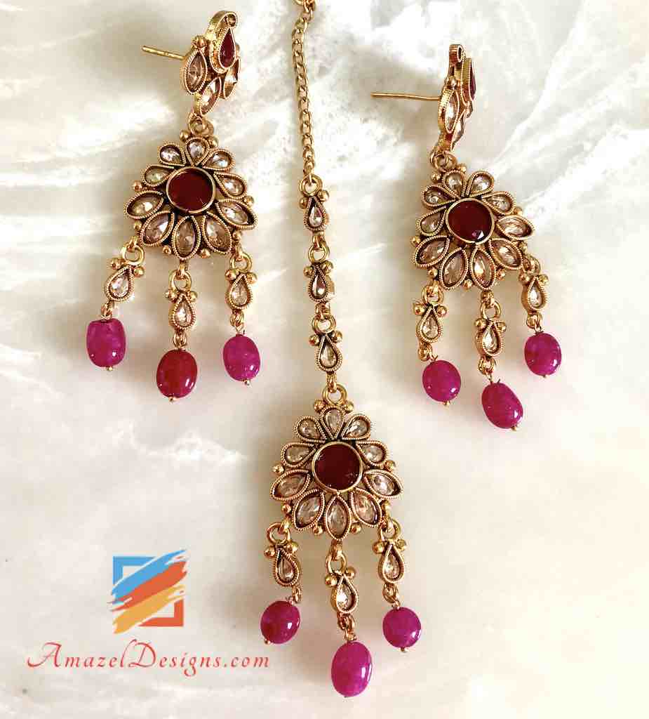 Girocollo Dorato con Perle Smeraldo e Magenta