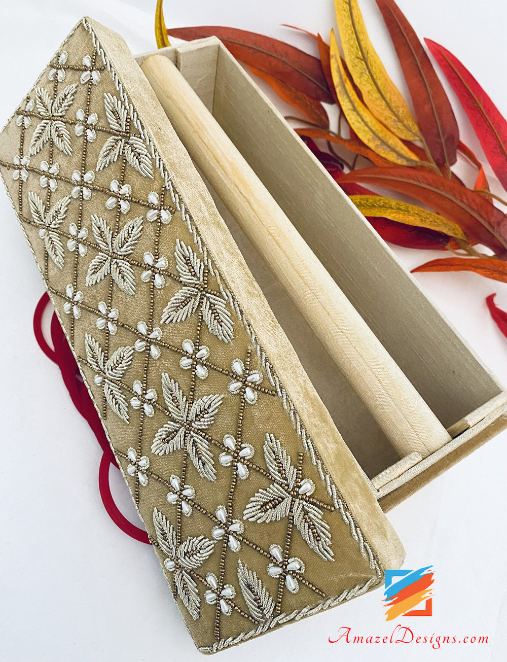 Golden Dabka Pearl Moti Choora Bangle Box