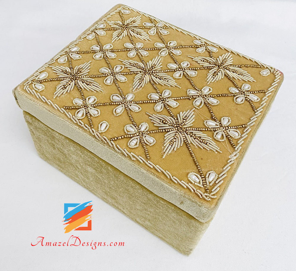 Golden Dabka Work Kaleerey Box