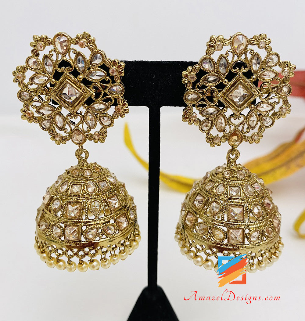 Goldene hochwertige Polki Jhumka