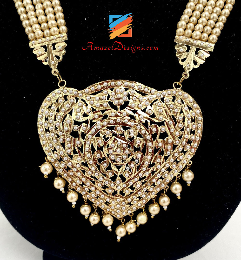 Goldene Jadau Rani Haar Ohrringe Tikka Set